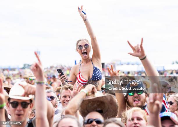General view of the audience on Day 3 of the 2022 Faster Horses Festival at Michigan International Speedway on July 24, 2022 in Brooklyn, Michigan.