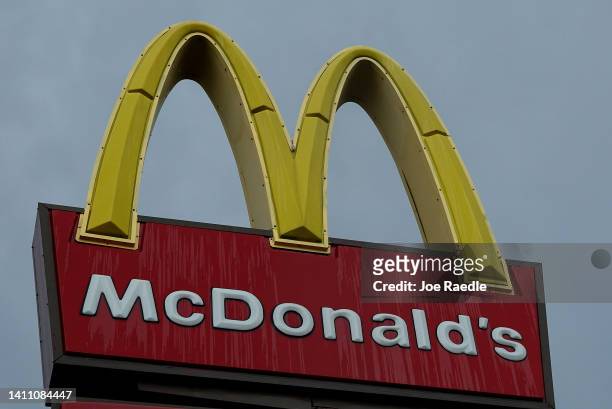 McDonalds sign hangs outside the fast food restaurant on July 26, 2022 in Miami, Florida. The McDonald's company reported U.S. Same-store sales rose...