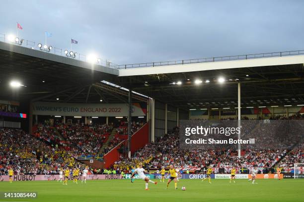 General view inside the stadium during the UEFA Women's Euro 2022 Semi Final match between England and Sweden at Bramall Lane on July 26, 2022 in...
