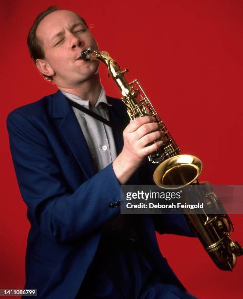 Deborah Feingold/Corbis via Getty Images) View of English Pop, Jazz, and New Wave musician Joe Jackson as he plays saxophone, New York, New York,...