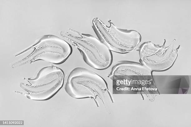 group of transparent gel smears - hair gel stock pictures, royalty-free photos & images