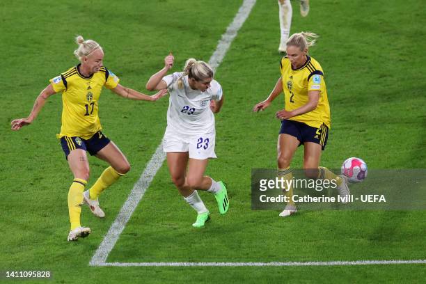Alessia Russo of England scores their team's third goal during the UEFA Women's Euro 2022 Semi Final match between England and Sweden at Bramall Lane...