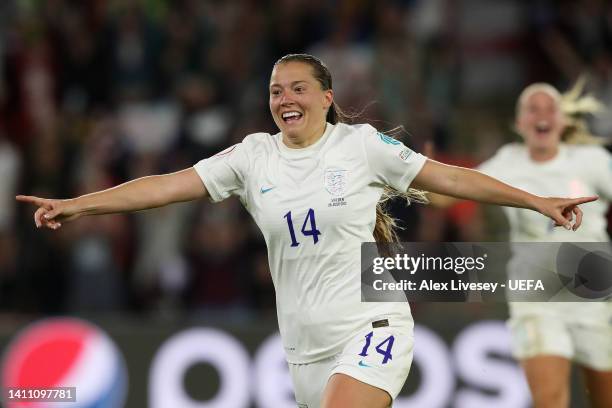 Fran Kirby of England celebrates after scoring their team's fourth goal during the UEFA Women's Euro 2022 Semi Final match between England and Sweden...