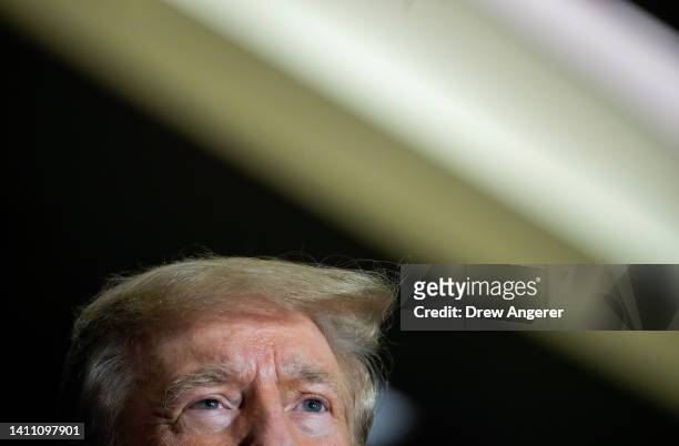 Former U.S. President Donald Trump speaks during the America First Agenda Summit, at the Marriott Marquis hotel July 26, 2022 in Washington, DC....