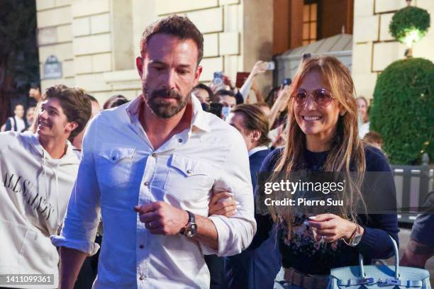 Ben Affleck and Jennifer Lopez are seen on July 26, 2022 in Paris, France.