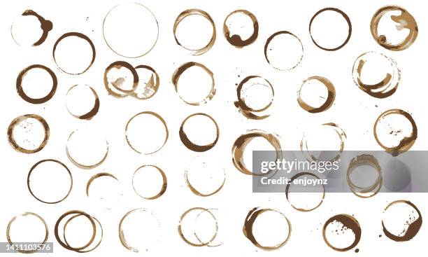 stockillustraties, clipart, cartoons en iconen met coffee cup stain marks - koffie