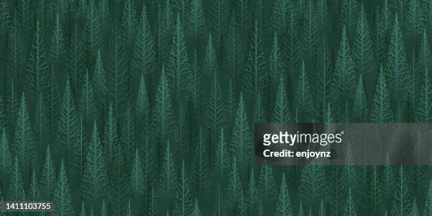 seamless green forest background - woodland pattern stock illustrations