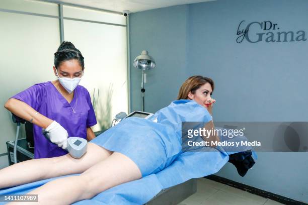 Mexican actress Sugey Abrego undergoes some aesthetic procedures at DG Health and Aesthetics on July 26, 2022 in Mexico City, Mexico.