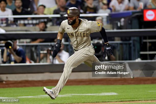 Nomar Mazara of the San Diego Padres runs during the fifth inning against the New York Mets at Citi Field on July 24, 2022 in New York City.
