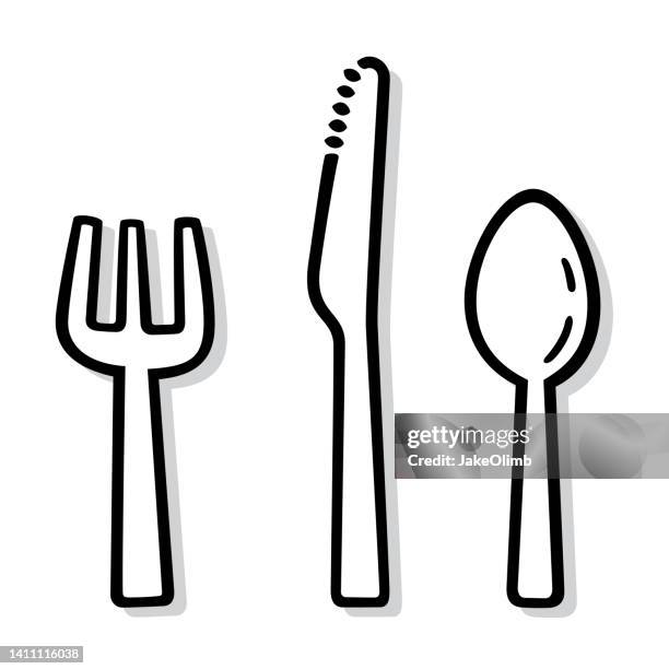 silverware doodle 4 - butter knife stock illustrations
