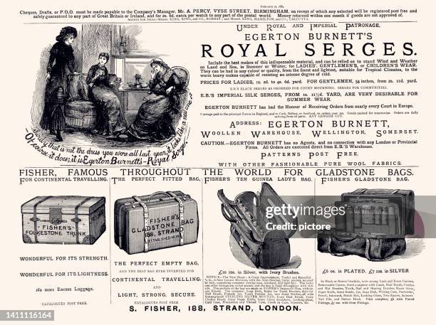 advertising 1884 (xxxl with lots of details) - vintage luggage stock illustrations