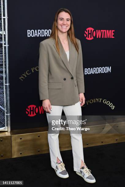 Sabrina Ionescu attends "NYC Point Gods" premiere at Midnight Theatre on July 26, 2022 in New York City.