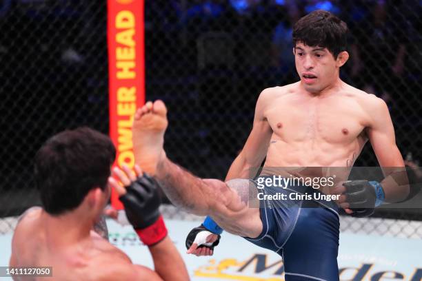 Juan Andres Luna of Ecuador battles Alessandro Costa of Brazil in a flyweight fight during Dana White's Contender Series Season 6 Week 1 at UFC APEX...