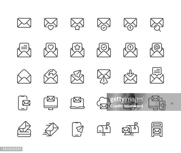 bearbeitbarer strich "mail line icons" - envelope stock-grafiken, -clipart, -cartoons und -symbole