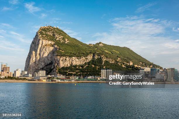 rock of gibraltear in the late day sun - gibraltar stock pictures, royalty-free photos & images