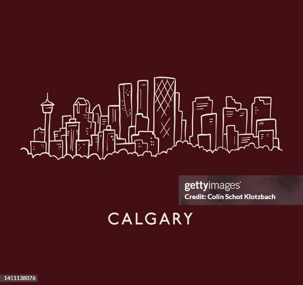 calgary skyline sketch - calgary stock illustrations