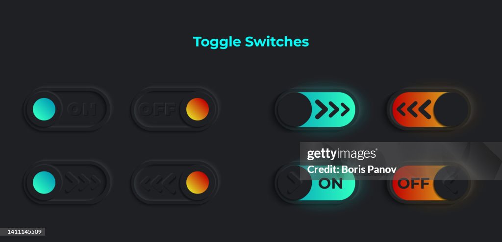 Toggle Button Or User Interface Switch For On Off Options On Dark Ui ...