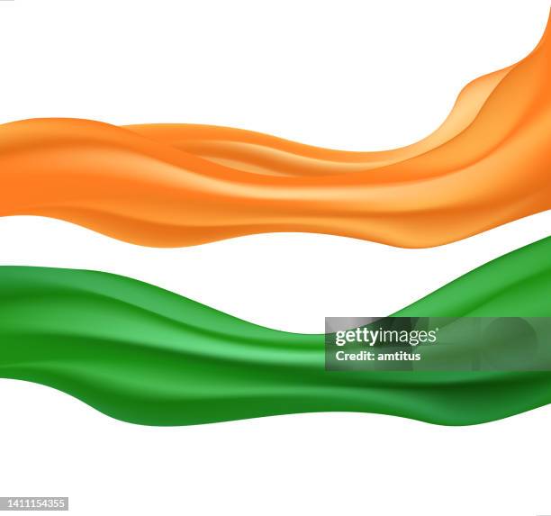 stockillustraties, clipart, cartoons en iconen met indian flag waving - driekleurig