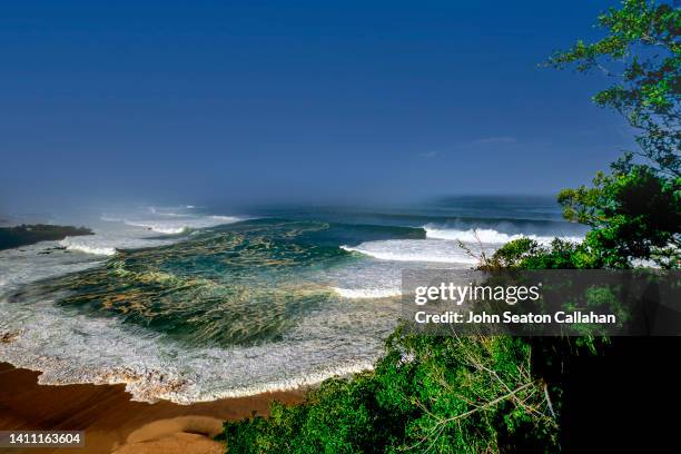 usa, hawaii, winter waves at waimea bay - haleiwa 個照片及圖片檔