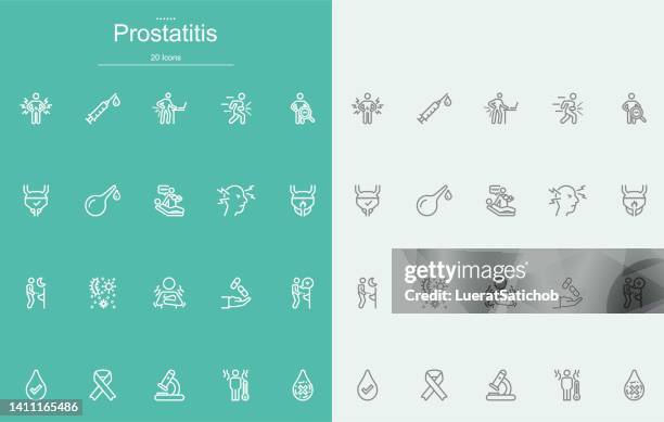 prostatitis line icons - urine problem stock illustrations