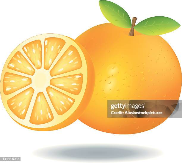 orange with slice. - orange slice stock illustrations