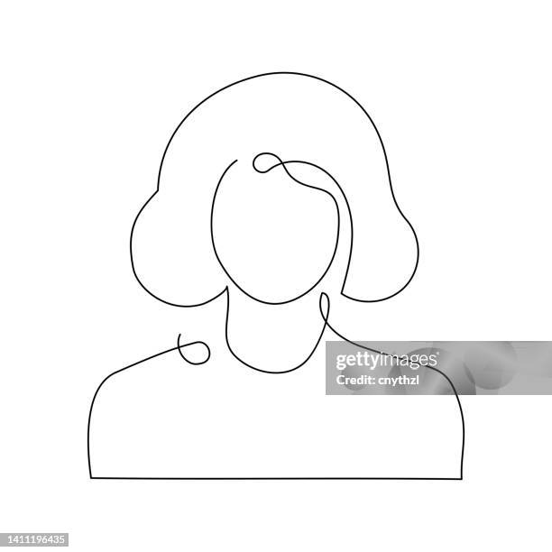 businesswoman single line icon - single line drawing woman stock illustrations