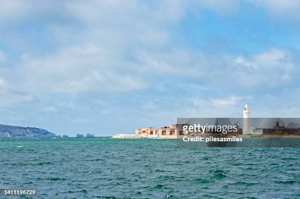 needles passage and hurst castle, western solent, england - hearst castle stock pictures, royalty-free photos & images