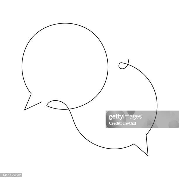 ilustrações, clipart, desenhos animados e ícones de ícone da linha única da bolha de fala - desenho de linha contínua