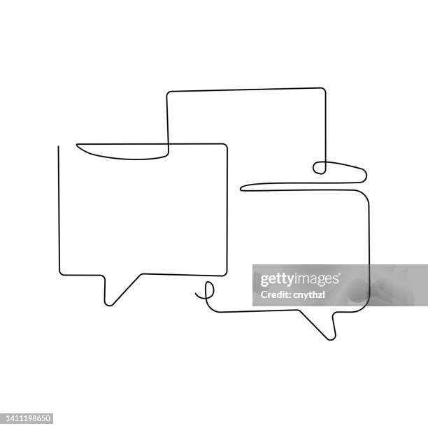 chat single line icon - continuous line drawing stock illustrations