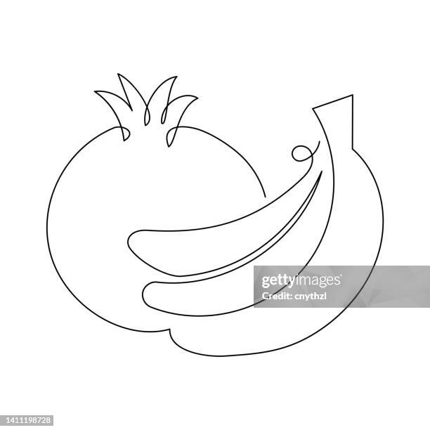fruits single line icon - banana stock illustrations