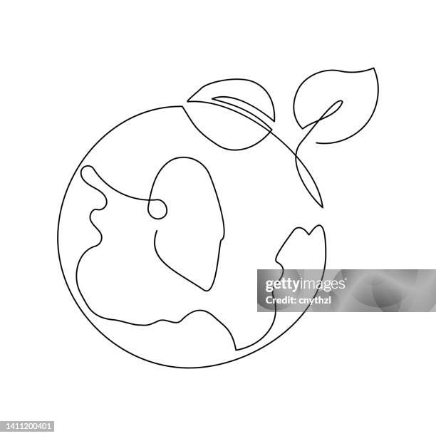 ecology single line icon - single line drawing stock illustrations