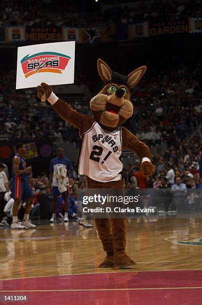 The Spurs Coyote gets the fans pumped during the 3rd quarter of the San Antonio Spurs and Detroit Pistons game at the Alamodome in San Antonio,...