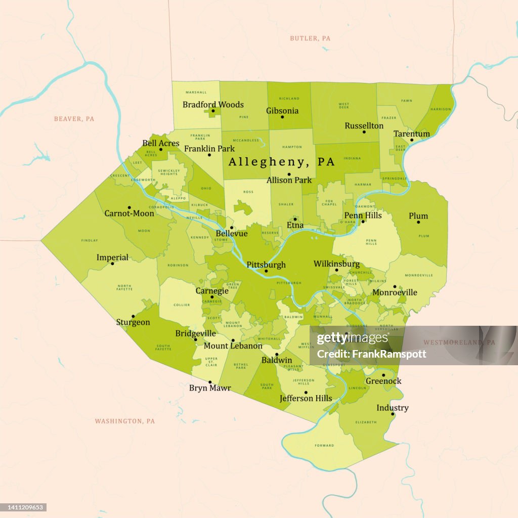 PA Allegheny County Vector Map Green