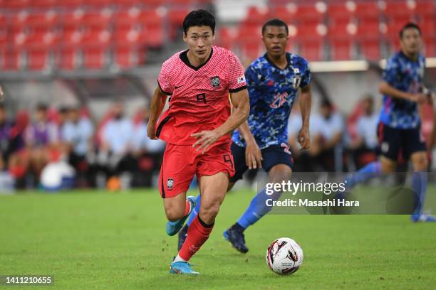 Guesung Cho of Korea Republic in action during the EAFF E-1 Football Championship match between Japan and South Korea at Toyota Stadium on July 27,...