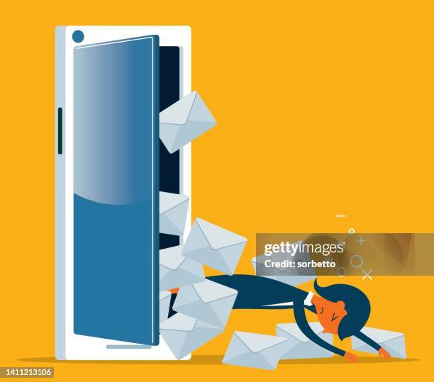 information overload - businesswoman - technophobe stock illustrations