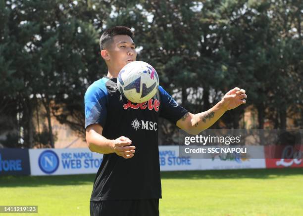 Min-Jae Kim of Napoli on July 27, 2022 in Castel di Sangro, Italy.