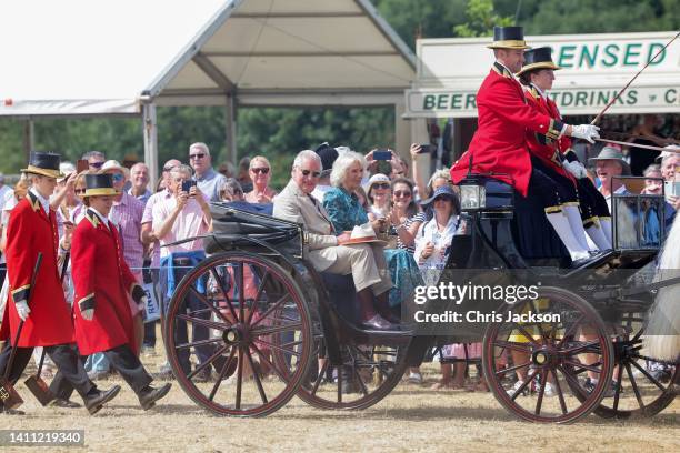 Prince Charles, Prince of Wales and Camilla, Duchess of Cornwall attend The Sandringham Flower Show 2022 at Sandringham on July 27, 2022 in King's...