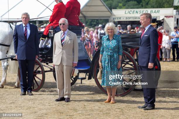 Prince Charles, Prince of Wales and Camilla, Duchess of Cornwall attend The Sandringham Flower Show 2022 at Sandringham on July 27, 2022 in King's...