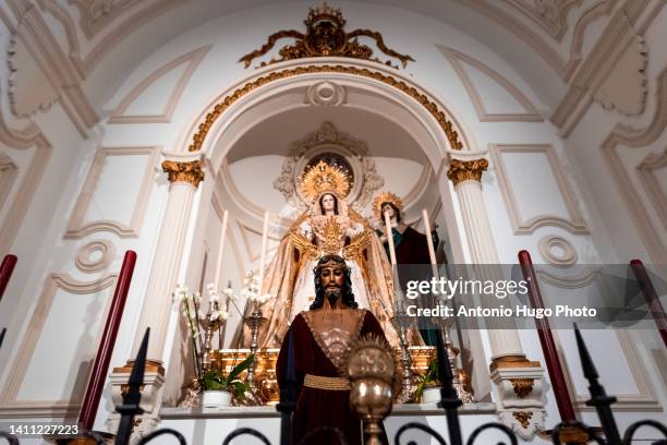 jesus christ statue alias "el cautivo" exposed in a church in malaga. spanish holy week. - rio de janeiro christ redeemer stock pictures, royalty-free photos & images