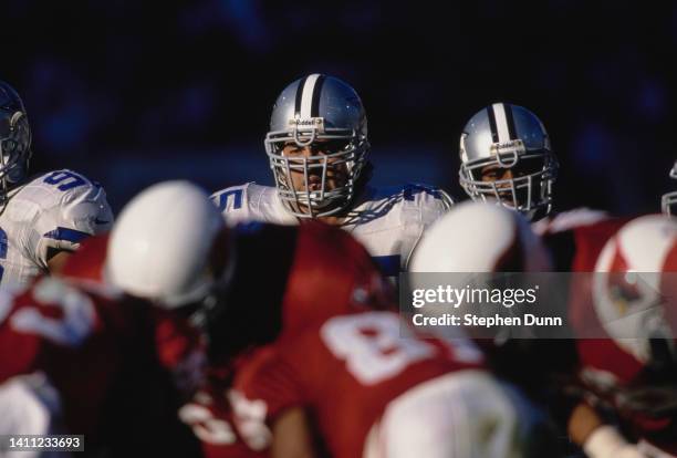 Tony Casillas, Defensive and Nose Tackle for the Dallas Cowboys looks on during the National Football Conference East Division game against the...