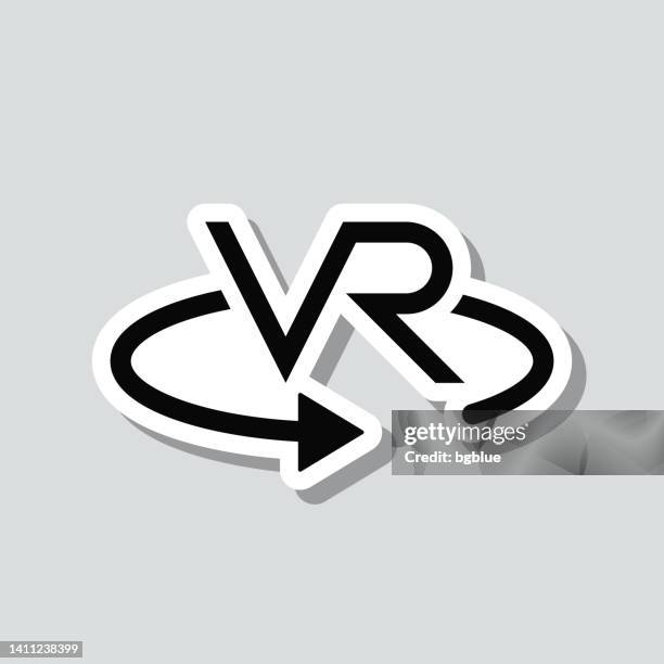 vr - virtual reality. icon sticker on gray background - full circle tour stock illustrations