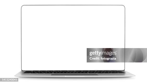 laptop isolated on white background - website template stock pictures, royalty-free photos & images