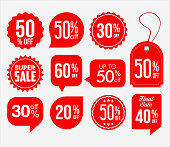 Modern red sale banners and labels collection