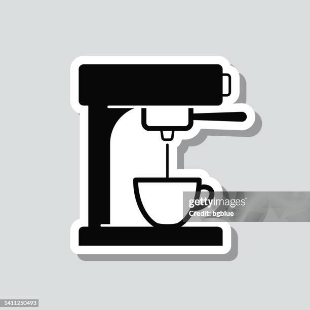 coffee machine. icon sticker on gray background - coffee machine isolated stock illustrations