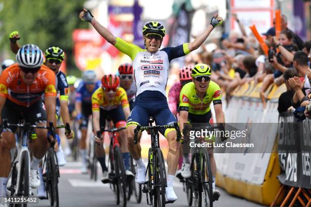 Jan Bakelants of Belgium and Team Intermarché - Wanty - Gobert Matériaux celebrates winning during the 43rd Ethias - Tour de Wallonie 2022 - Stage 5...