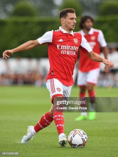 Cedric Soares of Arsenal during the pre season friendly between Arsenal and Brentford at London Colney on July 27, 2022 in St Albans, England.