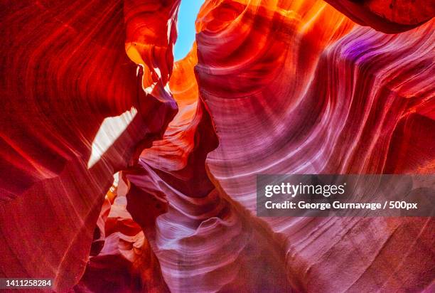 low angle view of rock formation,antelope canyon,arizona,united states,usa - lower antelope photos et images de collection