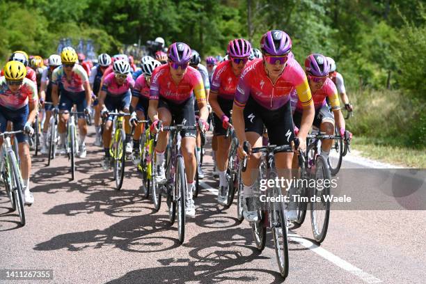 Lotte Kopecky of Belgium and Team SD Worx leads the peloton during the 1st Tour de France Femmes 2022, Stage 4 a 126,8km stage from Troyes to...