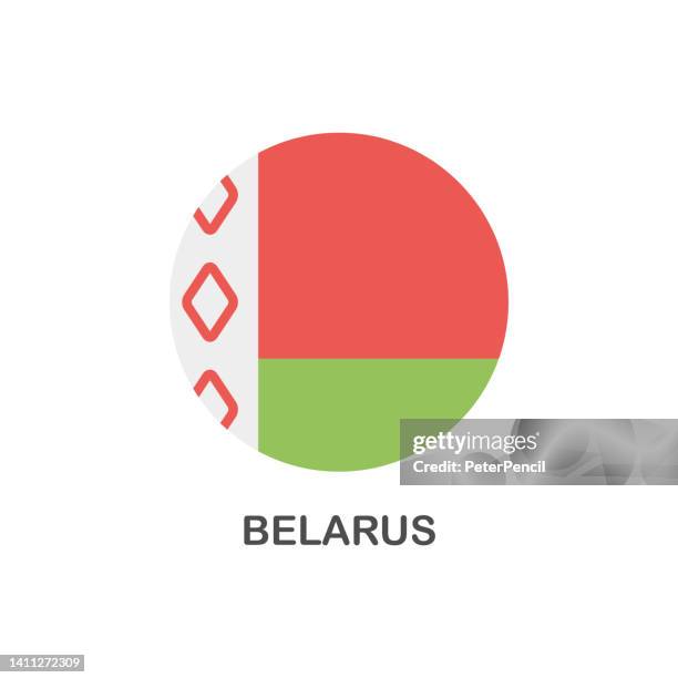 simple flag of belarus - vector round flat icon - belarus stock illustrations