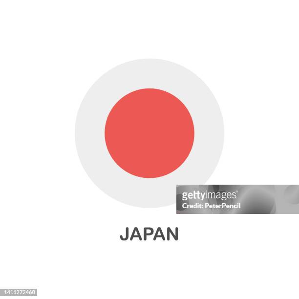 einfache flagge von japan - vector round flat icon - japanische flagge stock-grafiken, -clipart, -cartoons und -symbole